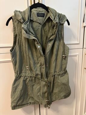 Ci Sono Olive Green Hooded Utility Vest